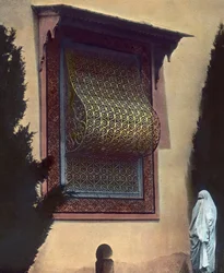 Nordmarokko, vindue i harem, billeddato: ca. 1910. Carl Simons arkiv