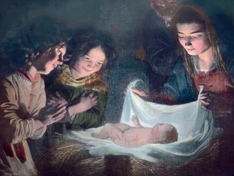 Den hellige familie. Maleri af den spanske barokmaler Bartolome Esteban Murillo (1617 - 1682). Billeddato: ca. 1900. Carl Simon-arkivet