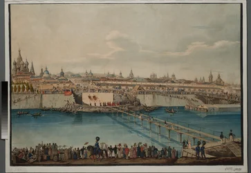 Hjørnestenslægningsceremoni til Moskvoretsky-broen i Moskva, 1830.