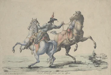 En afmonteret hest tøjret af en officer, 1770-1836.