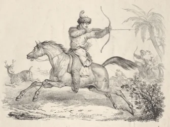 Kosakker til hest på jagt på hjorte, 1821-36.