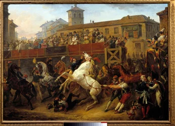 Gratis hestevæddeløb under karnevallet. Maleri af Carle Vernet (1758-1836)