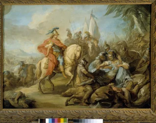 Alexander og Poros, konge af Indien, som havde regeret ved grænserne til Perserriget, underkastede sig til sidst Alexander