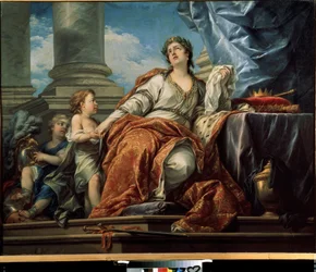 Allegori om tragedien. Maleri af Carle Van Loo (1705-1765). Olie på lærred
