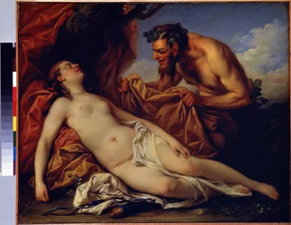 Jupiter og Antiope (Jupiter og Antiope). Maleri af Carle Van Loo (1705-1765). Olie på lærred, 50 x 72 cm, ca. 1753. Fransk skole, rokokokunst. Eremitagemuseet, Sankt Petersborg.