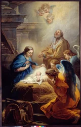 Englenes tilbedelse Maleri af Carle van Loo (1705-1765) 1751 Brest, Museum of Fine Arts