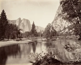 Ser ned ad Yosemite Valley, ca. 1872, trykt ca. 1876.