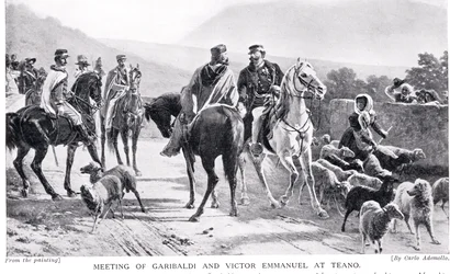 Møde mellem Garibaldi og Victor Emmanuel på Teano, illustration fra 