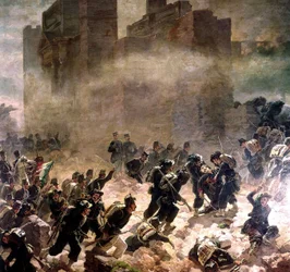 brud i Pia-porten i Rom på tidspunktet for Risorgimento (Italiens forening) 1870 (olie på lærred)