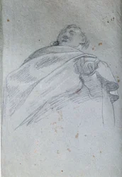 Buste af manddrapering Tegning med blæk og vask af Carlo Bononi (1569-1632) Paris fra 1600-tallet. Louvre-museet
