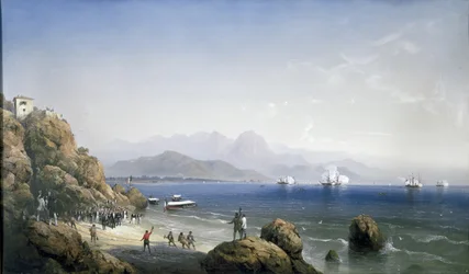 Udlægning af søkabel i La Spezia, anden halvdel af det 19. århundrede (maleri)