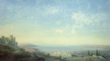 Smyrna fra citadellet på Pagus-bjerget, Cesme-halvøen og Bornoras haver med Phocaeas kyst, 1839 (tempera på linned)