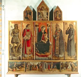 Madonna og barn med helgener, polyptykon, 1468 (tempera på panel)