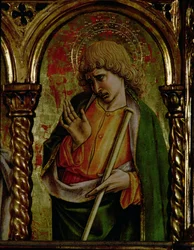 Den hellige Jakob den Lille, detalje fra SantEmidio-polyptikken, 1473 tempera på panel, detalje af 76636