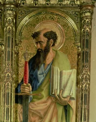 St. Paul, detalje fra SantEmidio polyptykonen, 1473 tempera på paneldetalje af 76636 og 76646