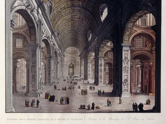 Interiør af den store basilika San Pietro i Vatikanet,