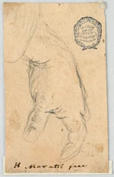 Tegning, Tegning: En hængende venstre hånd, 1650-1700