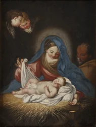 The Nativity - Nativity, af Maratta (Maratti), Charles (1625-1713). Olie på lærred. Mål: 28x21 cm. Nationalmuseet i Stockholm