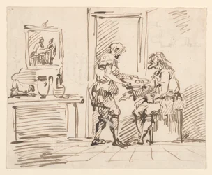 Tegning, En genrescene, 1725-50