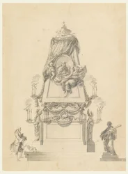 Tegning, Katafalk til en konge, ca. 1765