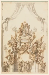Tegning, Design til en katafalk til Karl Emanuel III af Sardinien, 1773