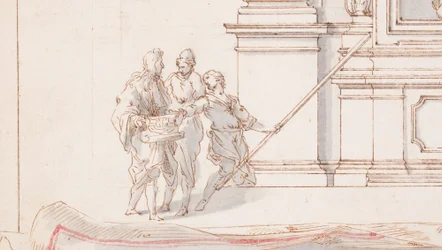Tegning, Design til et alter: Elevation, med Trompe l