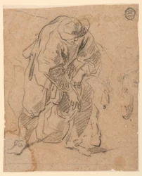 Tegning, Bonde med taske, 1728-78