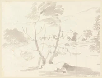 Tegning, Skitse af et træ i et landskab, 1760-1780
