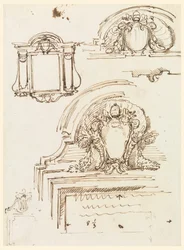 Tegning, Skitser til rammer til sakristiet i Peterskirken, 1740-58