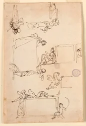Tegning, Skitser til en tavle, ca. 1750