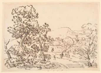 Tegning, træbevokset landskab, 1750-1770