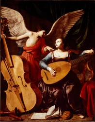 Sankt Cecilie og englen maleri af Carlo Saraceni