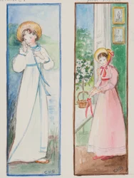Elizabeth Bennet og Emma Woodhouse, 2011 (wc på papir)
