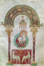 Ms CCII fol.35r Agnus Dei, illustration af Guds Lam fra Etymologiae af Isidore af Sevilla