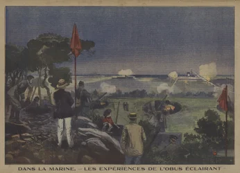 Fransk flåde træning i at affyre lysende granater