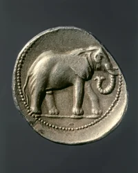HANNIBAL Barca: Guldmønt med Hannibals elefant (guldmønt)