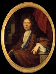 Portræt af Jean de la Bruyere (1645-1696) moralist francais Maleri tilskrevet Caspar (Gaspar) Netscher (1639-1684). 17. århundrede søn. 0,44x0,36 m - Portræt af Jean de la Bruyere (1645-1696), fransk moralist. Maleri tilskrevet Gaspar (Caspar) Ne