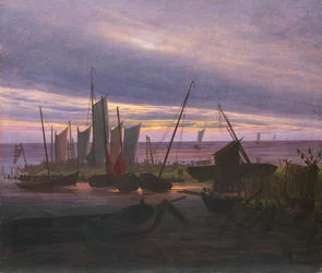 Både i havnen om aftenen, ca. 1828