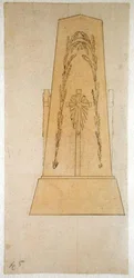 Design til et monument, 1812 (pen med gul vask på papir)