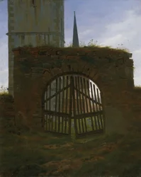 Kirkegårdsporten, ca. 1825-30 (olie på lærred)