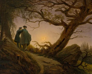 To mænd betragter månen, ca. 1825-30.