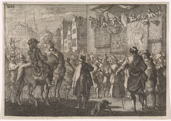Proklamation af freden i Osnabrück i en by, 1648