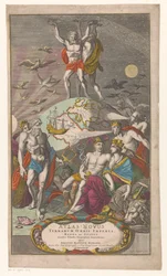 Atlas en Hercules bærer sternerhemel Titelside for: Johann Baptista Homan, Et nyt atlas over verdensrigerne, kongerigerne og staterne, der viser nøjagtige geografiske tabeller, 1710