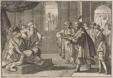 Guei-tschun, premierminister under kejser Chongzhen, bliver bragt et silketov til at hænge sig selv, 1643