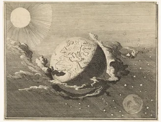 Univers med jord, sol, måne og stjerner