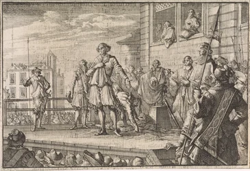 Thomas Wentworth, jarl af Strafford tiltaler folket fra stilladset, 1641