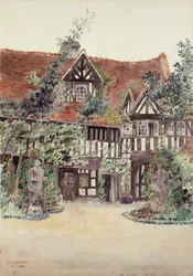 Den mindre gårdhave, Hotel Guillaume le Conquerant, Dives, Frankrig, 1924.
