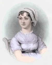 Portræt af Jane Austen, ca. 1850 (håndfarvet gravering)