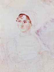 Portræt af Jane Austen, ca.1810 (blyant og akvarel på papir)