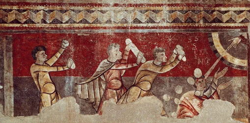 Steningen af Saint Stephen, ca. 1100 (fresko overført til lærred)